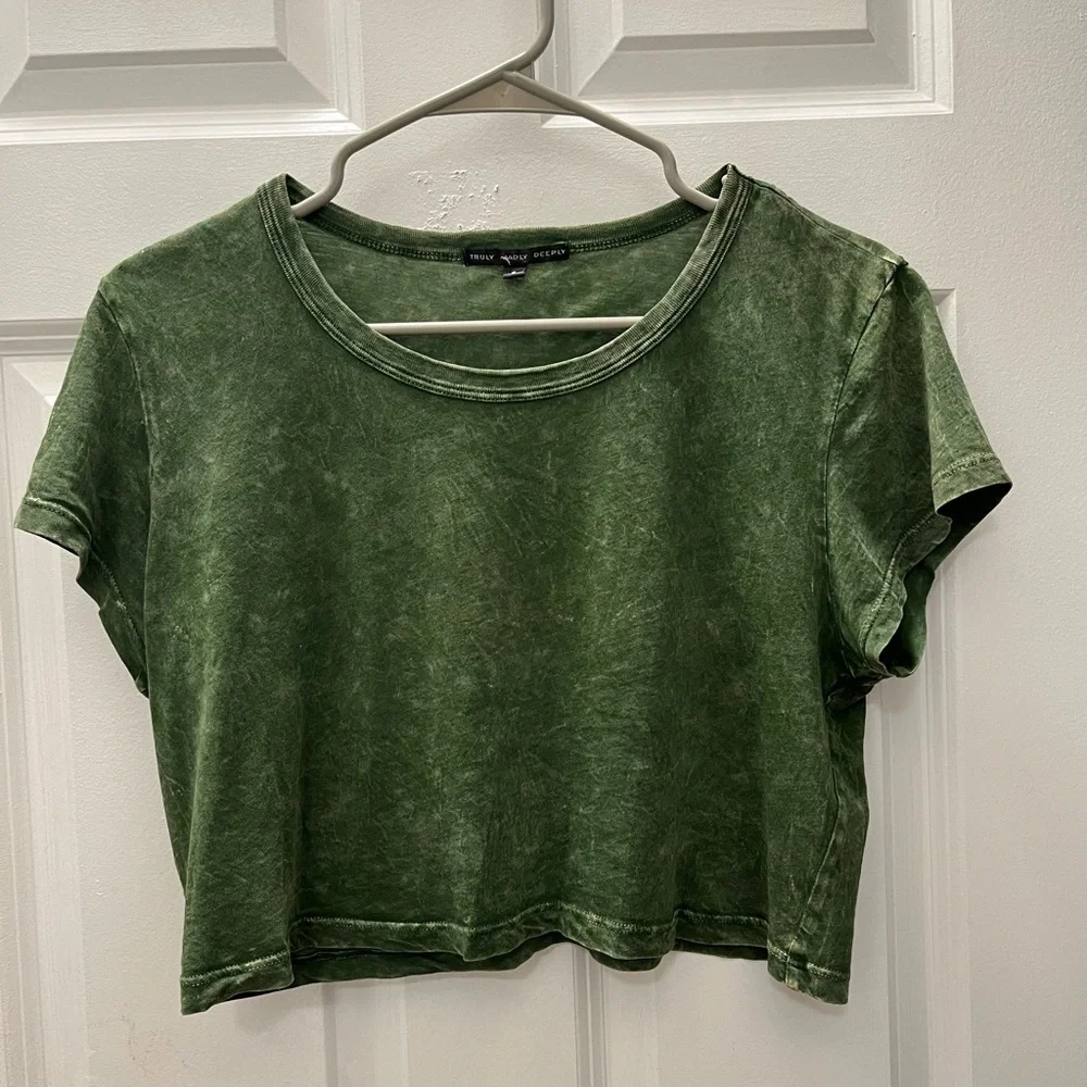 Urban Outfitters Green Tye Dye Loose Crop Top - Picture 1 of 4
